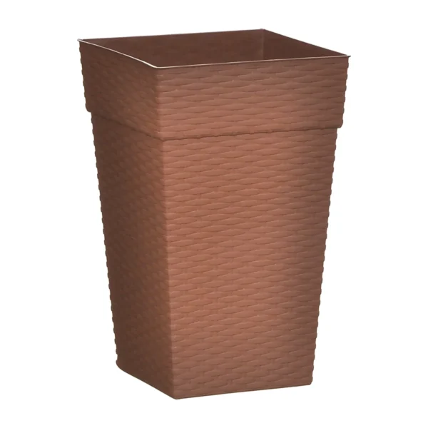 128 VASO QUADRADO COLUNA RATTAN PEQUENO CERÂMICO - 10 L