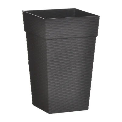VASO QUADRADO COLUNA RATTAN PEQUENO PRETO - 10 L