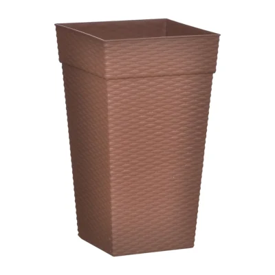 VASO QUADRADO COLUNA RATTAN MÉDIO CERÂMICO - 17,5 L