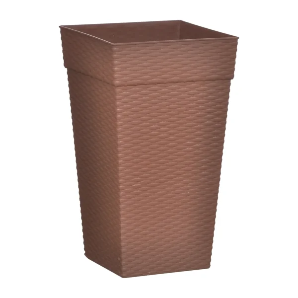 132 VASO QUADRADO COLUNA RATTAN MÉDIO CERÂMICO - 17,5 L