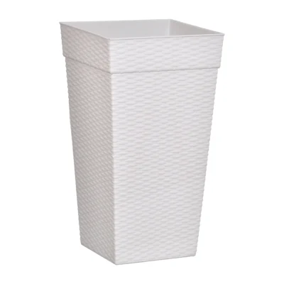 VASO QUADRADO COLUNA RATTAN GRANDE MARMORIZADO - 28 L