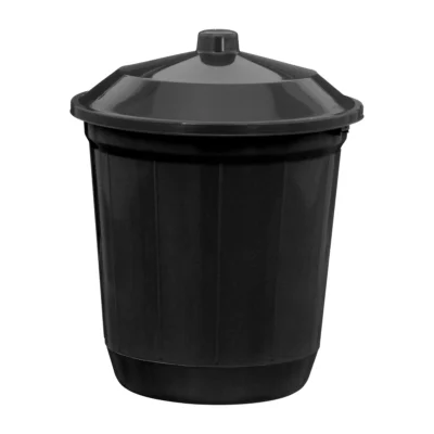 LIXEIRA PRETA COM TAMPA PRETA - 13,6 L