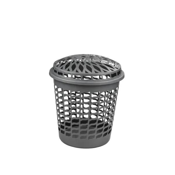 2530 CESTO TELADO CINZA COM TAMPA - 30 L