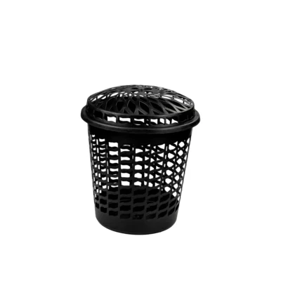 CESTO TELADO PRETO COM TAMPA - 30 L
