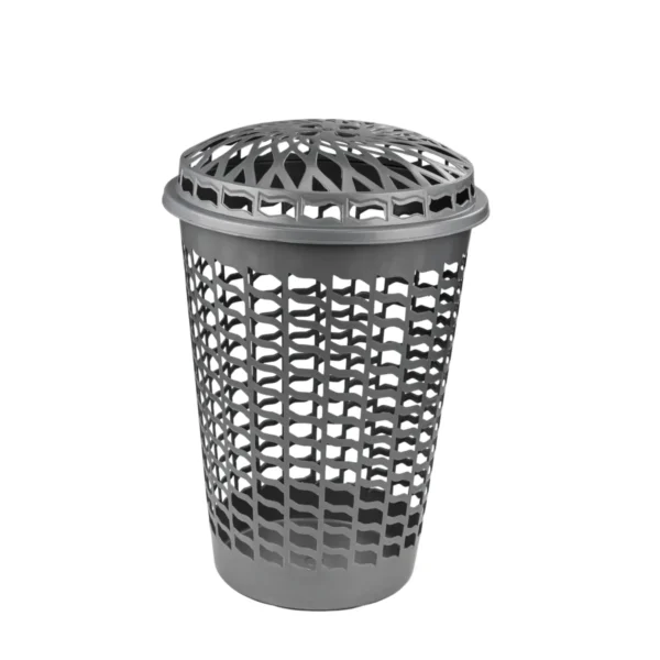 2800 CESTO TELADO CINZA COM TAMPA - 56 L