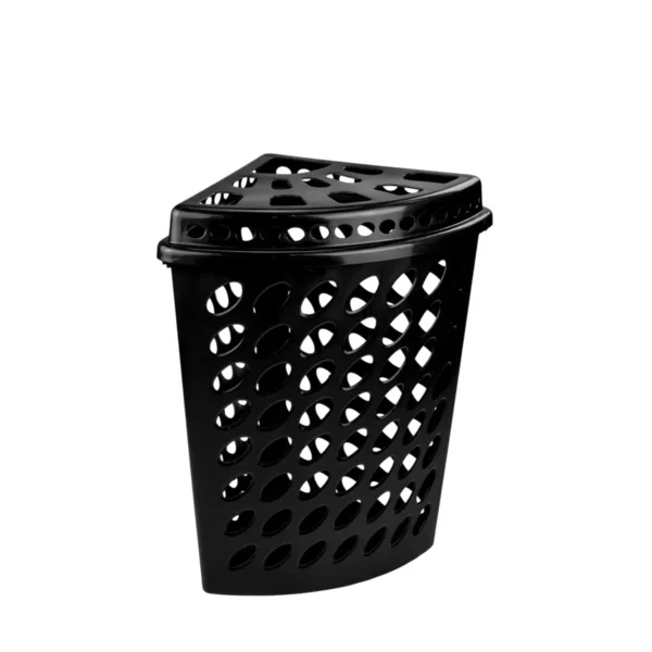 2811 CESTO TELADO TRIANGULAR PRETO COM TAMPA - 43,7 L