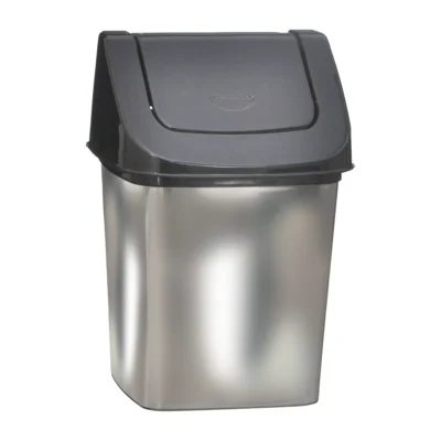 LIXEIRA 3,6L COM TAMPA MÓVEL - LABEL PRATA