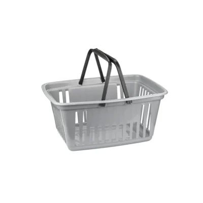CESTA DE MERCADO GRANDE CINZA COM ALÇA PLÁSTICA PRETA- 21,4 L