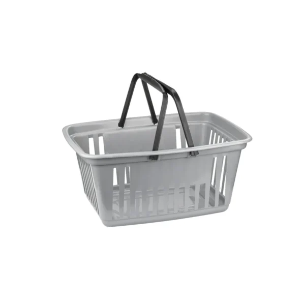 8104 CESTA DE MERCADO GRANDE CINZA COM ALÇA PLÁSTICA PRETA- 21,4 L