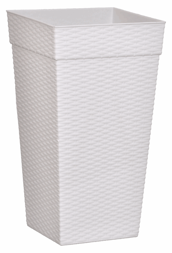 VASO QUADRADO COLUNA RATTAN GRANDE MARMORIZADO - 28 L