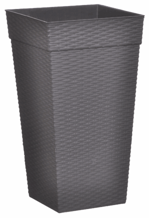 uc VASO QUADRADO COLUNA RATTAN GRANDE PRETO - 28 L