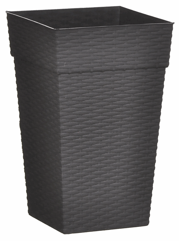 VASO QUADRADO COLUNA RATTAN PEQUENO PRETO - 10 L