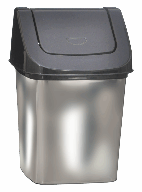 LIXEIRA 3,6L COM TAMPA MÓVEL - LABEL PRATA