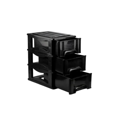 1715 GAVETEIRO PRETO COM 03 GAVETAS PRETAS