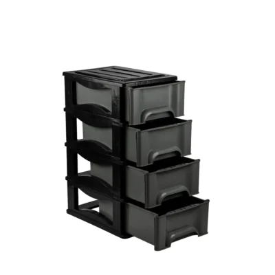 1724 GAVETEIRO PRETO COM 04 GAVETAS CINZAS