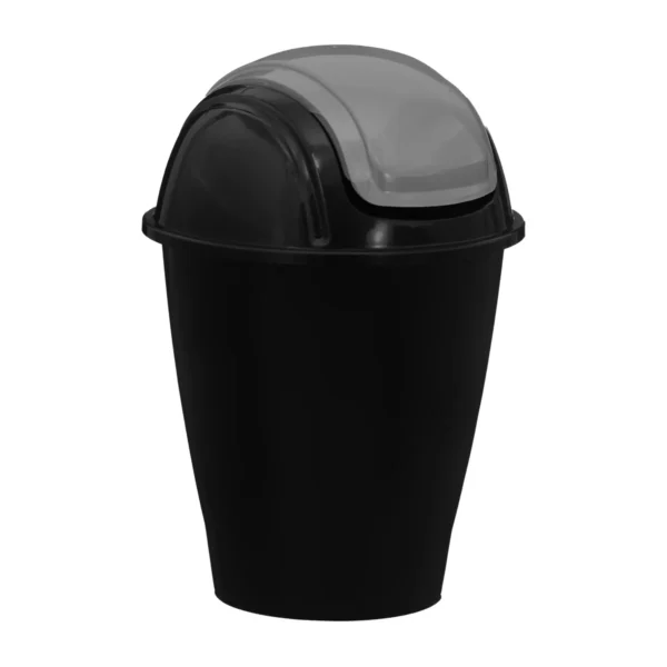 LIXEIRA PRETA COM TAMPA BASCULANTE CINZA - Nº 1 - 5,5 L