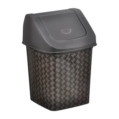 LIXEIRA 3,6 L COM TAMPA MOVEL - LABEL RATTAN PRETO