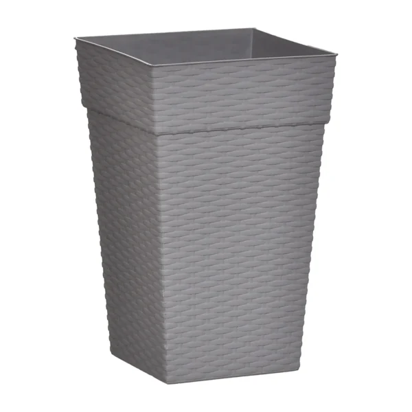 VASO QUADRADO COLUNA RATTAN PEQUENO CINZA - 10 L