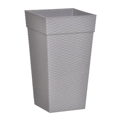 VASO QUADRADO COLUNA RATTAN MÉDIO CINZA - 17,5 L