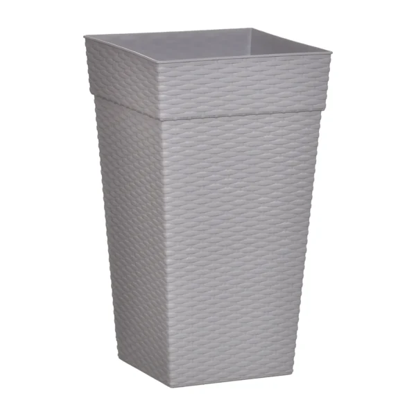 VASO QUADRADO COLUNA RATTAN MÉDIO CINZA - 17,5 L