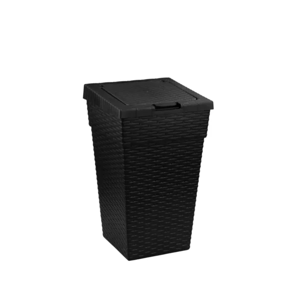 LIXEIRA RATTAN COM TAMPA CLICK 10L - PRETA