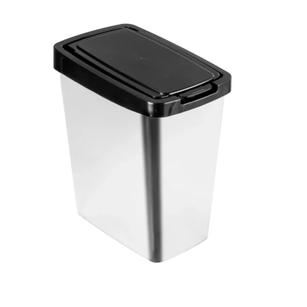 LIXEIRA 8L RETANGULAR COM TAMPA CLICK - LABEL PRATA