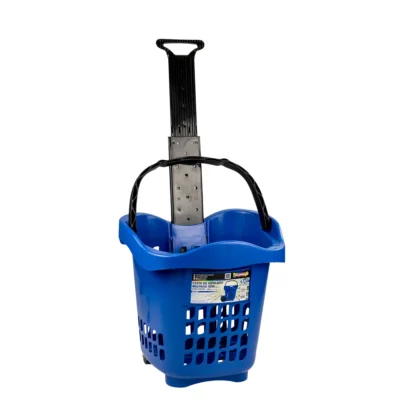 CESTA DE MERCADO MULTIUSO AZUL COM RODÍZIO - 30 L