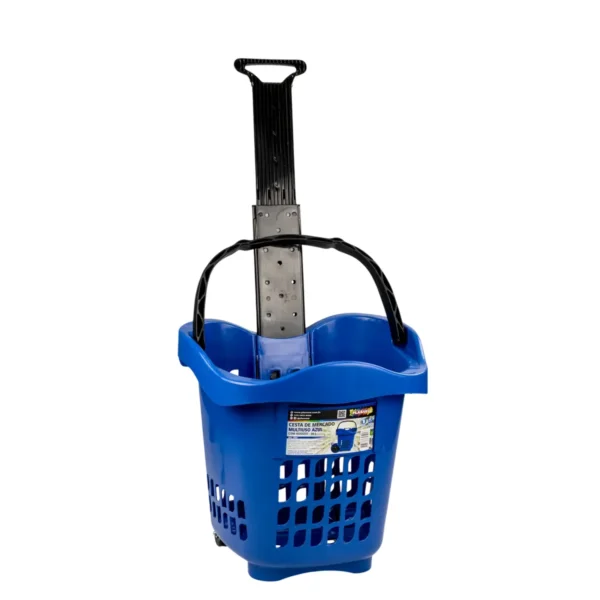 CESTA DE MERCADO MULTIUSO AZUL COM RODÍZIO - 30 L