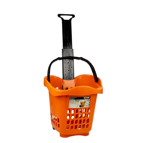 CESTA DE MERCADO MULTIUSO LARANJA COM RODÍZIO - 30 L